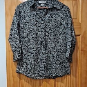 Coldwater Creek Black & White Paisley Blouse
